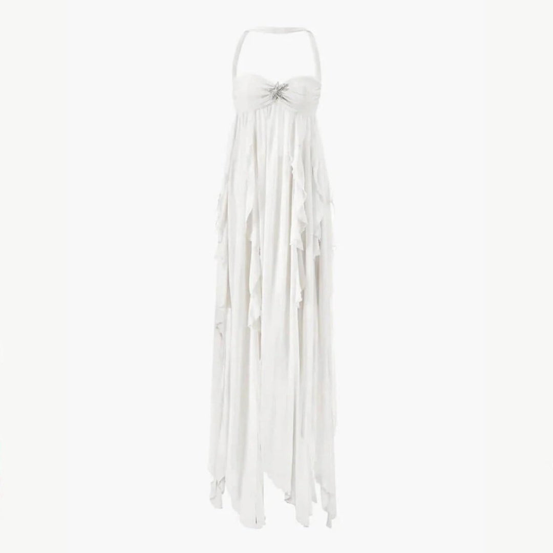 Ariel | Embellished Star Open-Back Maxi Dress
