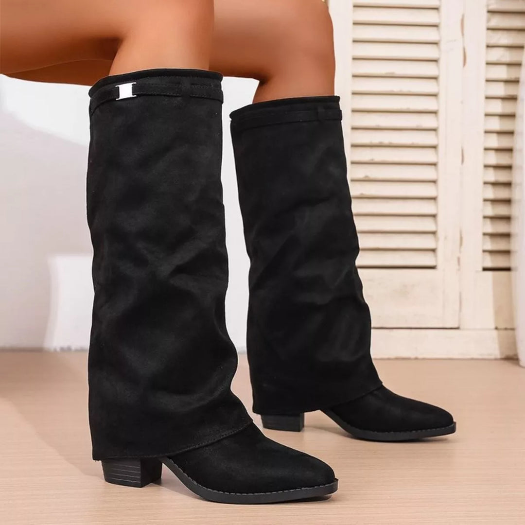 Shannon | Point Toe Block Heels Boots
