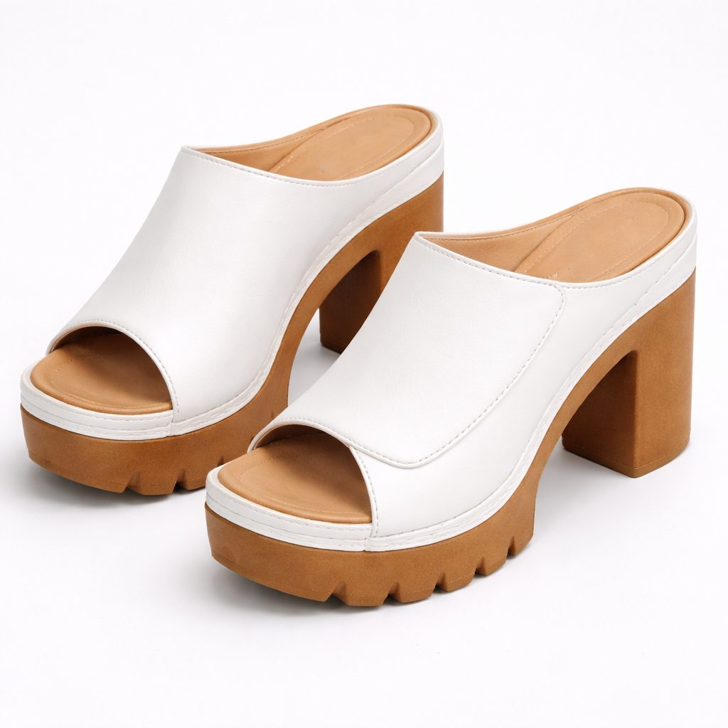 Women's Leather Platform Mule Sandals