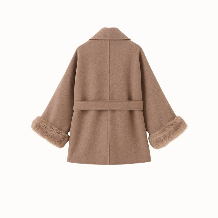 Lara | Belted Wool-Cashmere Coat with Fur Cuffs