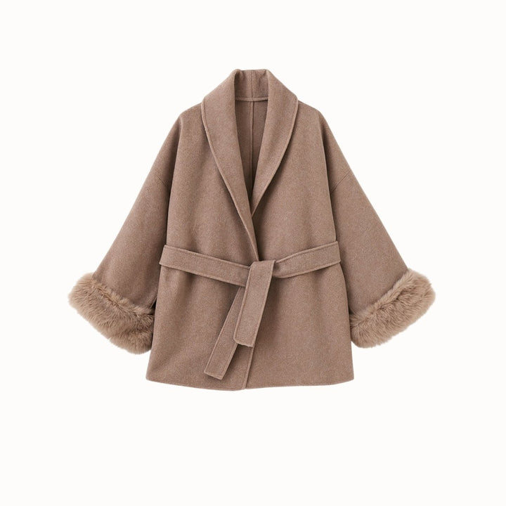 Lara | Belted Wool-Cashmere Coat with Fur Cuffs