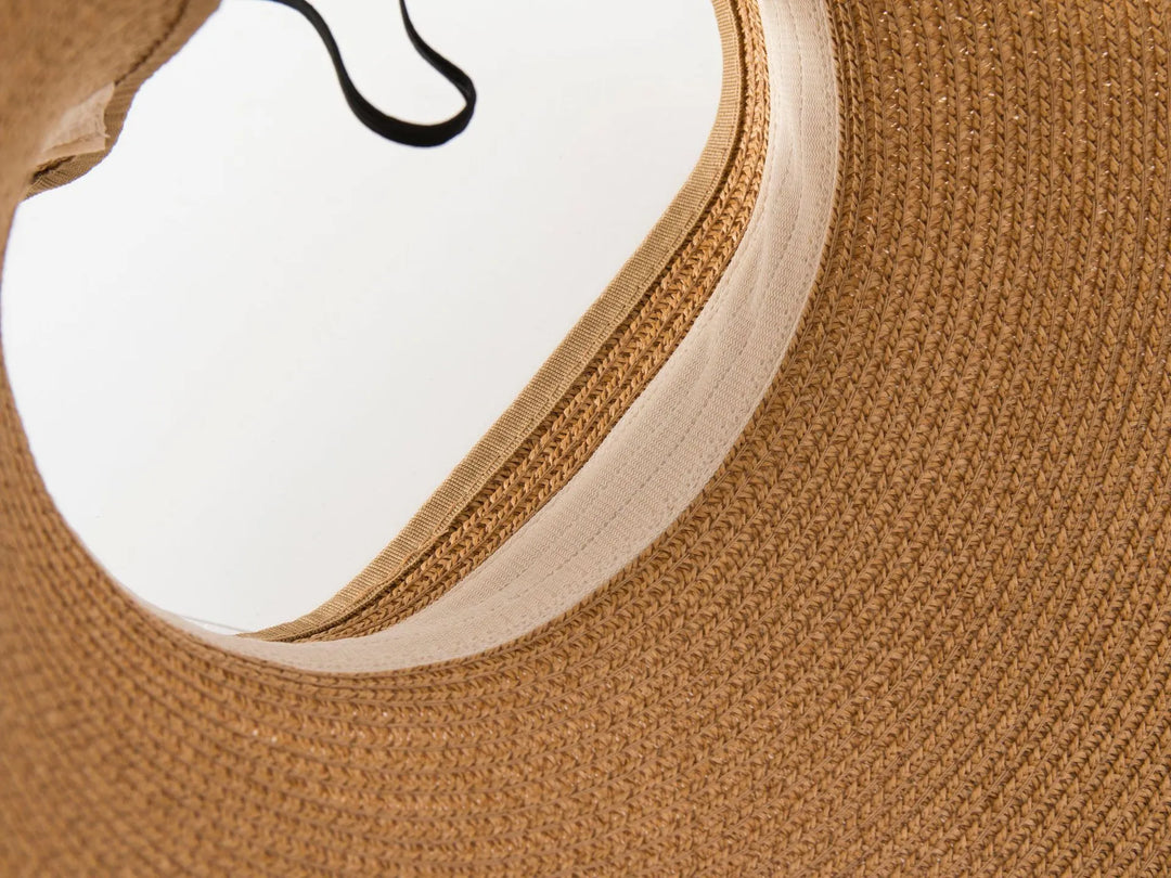 Women's Straw Sun Visor Wide Brim Foldable Roll Up Hat