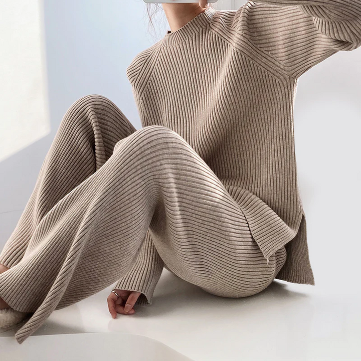 Virginia | Women's Wide Leg Ribbed Knit Two-Piece Set