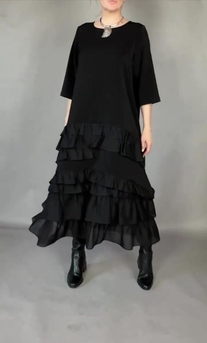 Women's Short Sleeve Tiered Linen Maxi Dress