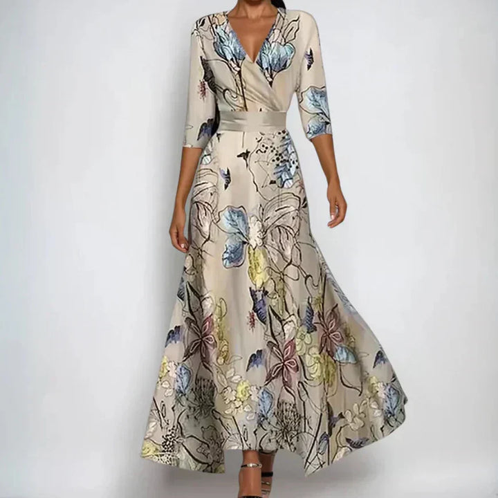 Women's Floral Linen Wrap Dress
