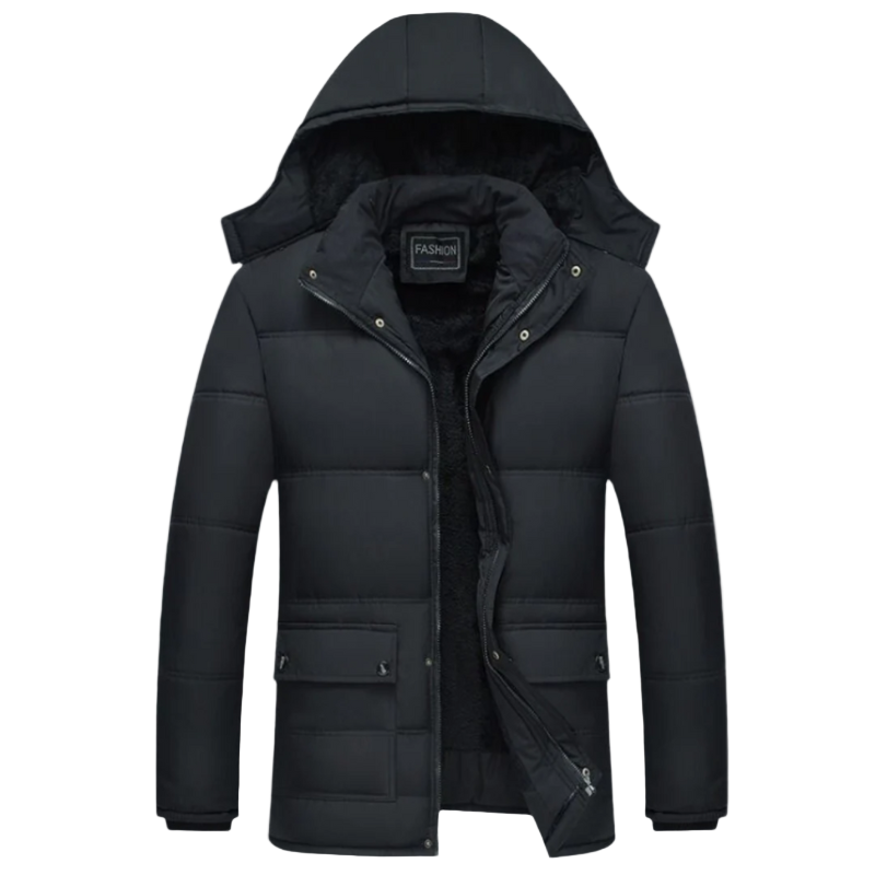 Men's Fleece Puffer Jacket Hooded Padded Coat