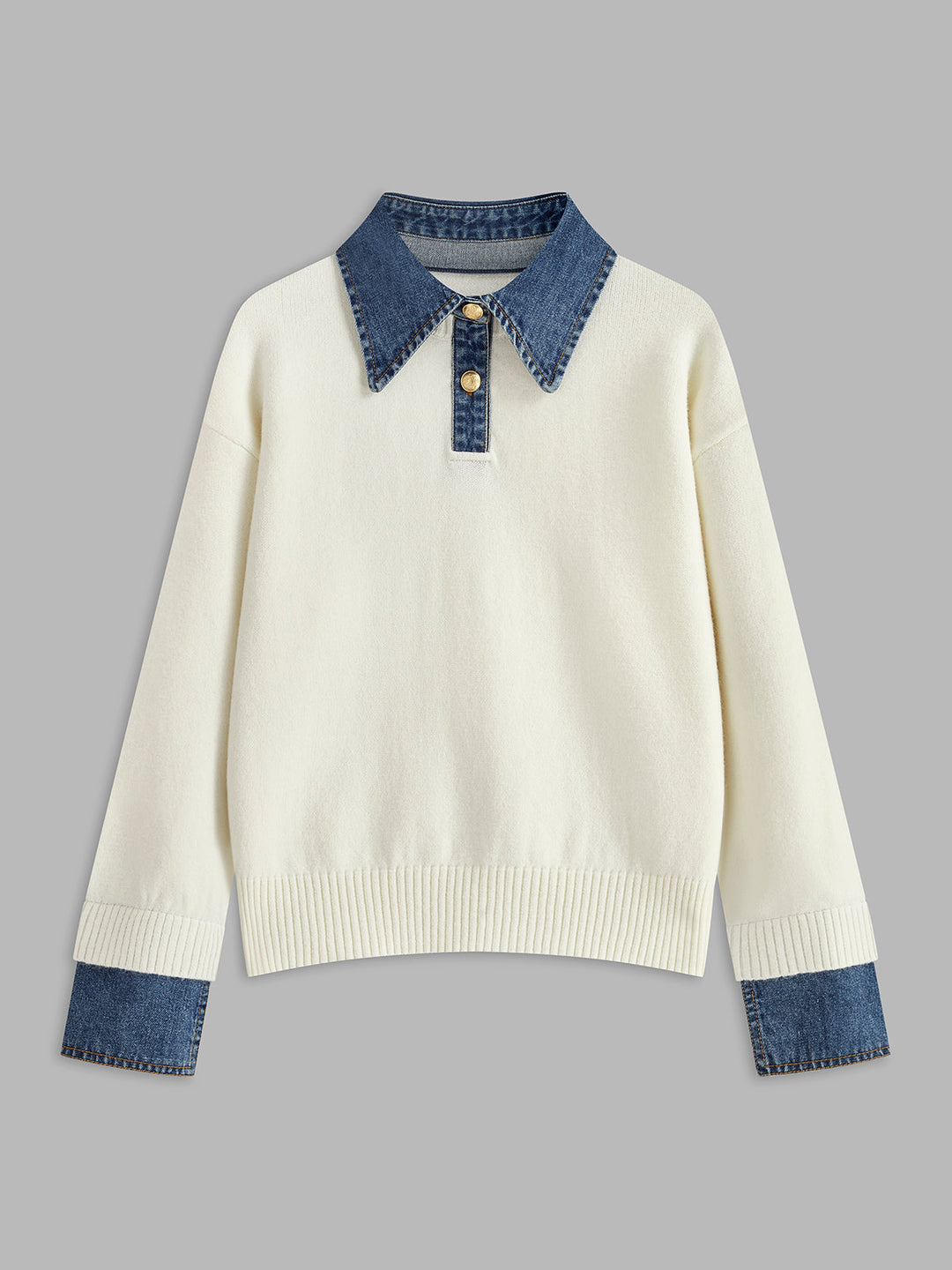 Warm 2-in-1 Panel Lapel Knit Sweater
