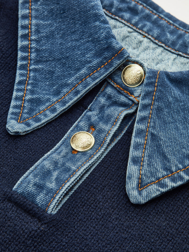 Warm 2-in-1 Panel Lapel Knit Sweater