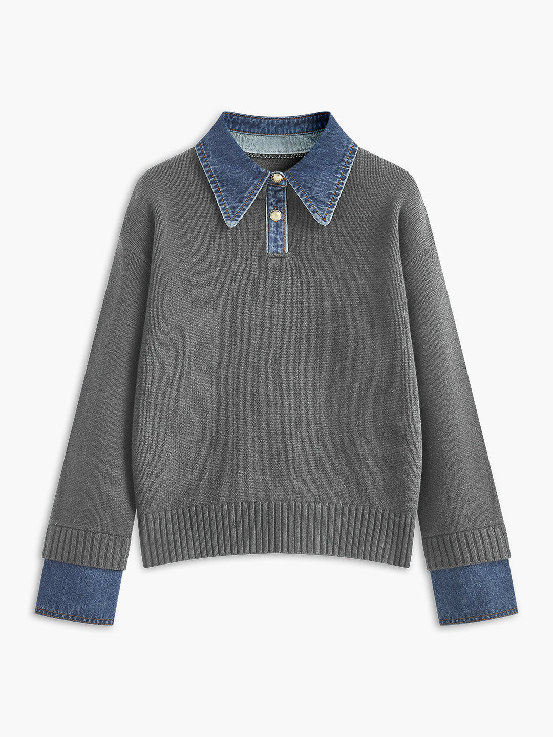 Warm 2-in-1 Panel Lapel Knit Sweater