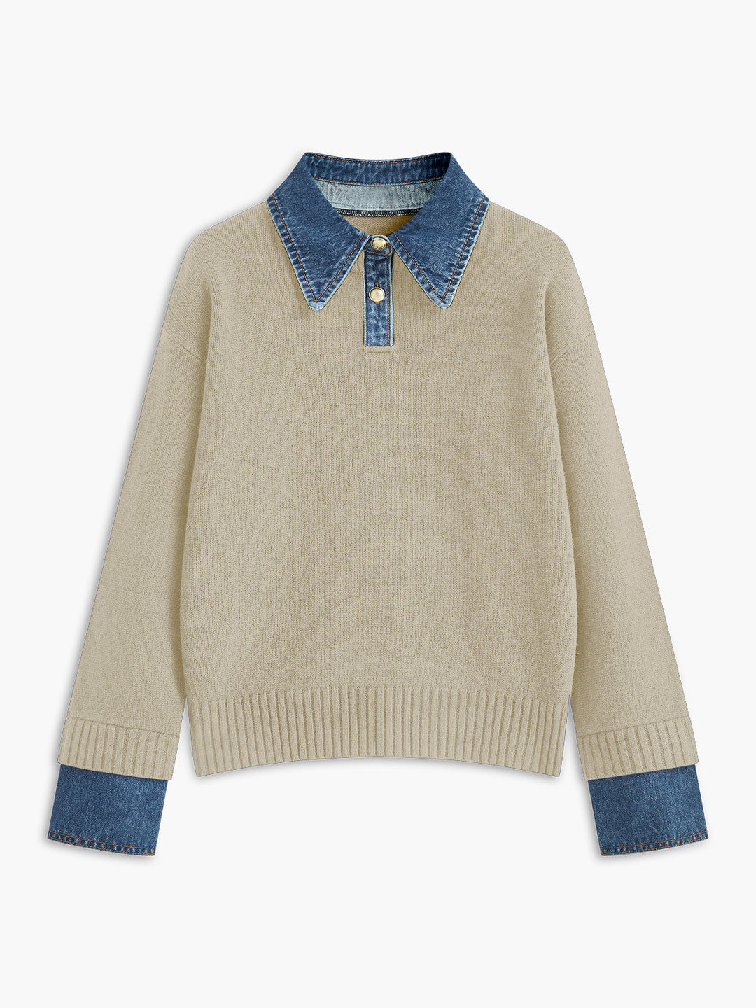 Warm 2-in-1 Panel Lapel Knit Sweater