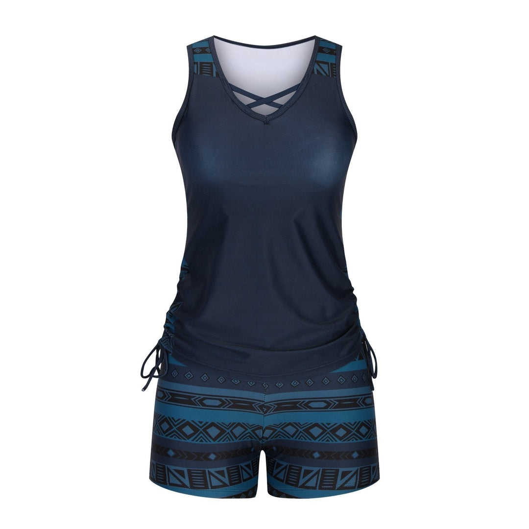 Women's Nylon Tankini Swimsuit Swimwear Set Tank Top with Board Shorts'