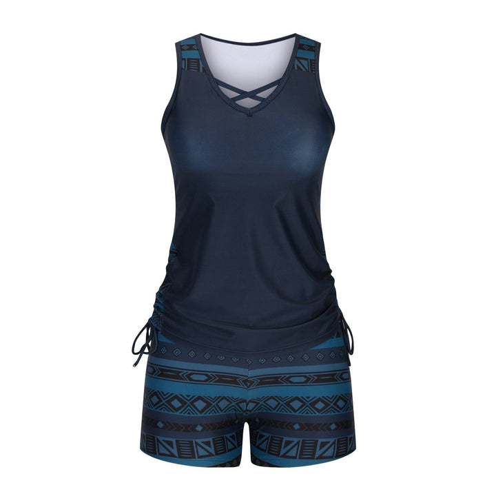 Women's Nylon Tankini Swimsuit Swimwear Set Tank Top with Board Shorts'