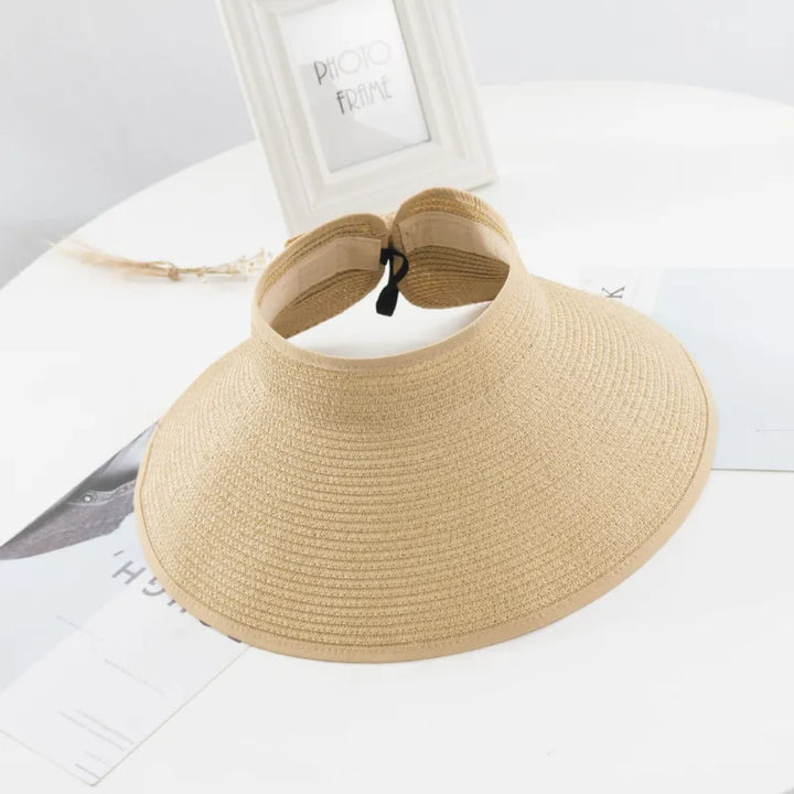 Women's Paper Straw Sun Visor Wide Brim Foldable Beach Hat