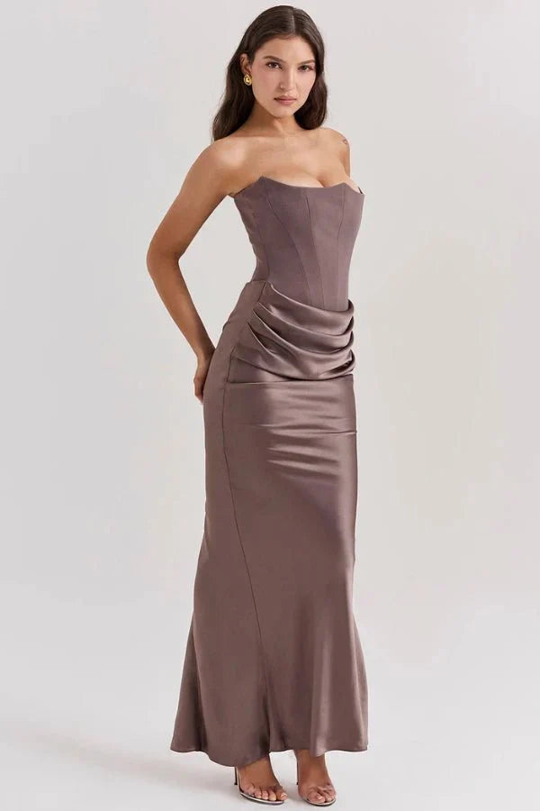 Sloane | Satin Corset Floor-Length Gown