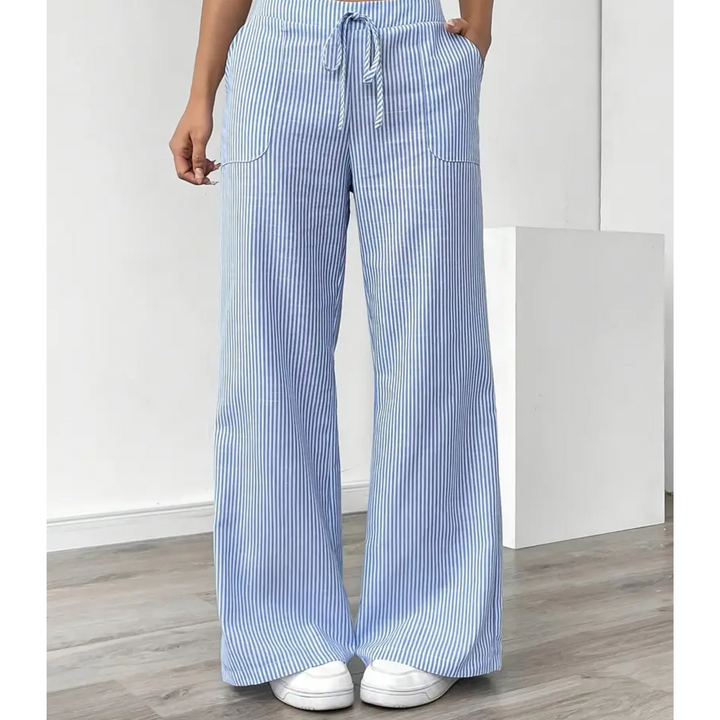 Amber | Women's Striped Wide-Leg Pants with Pockets