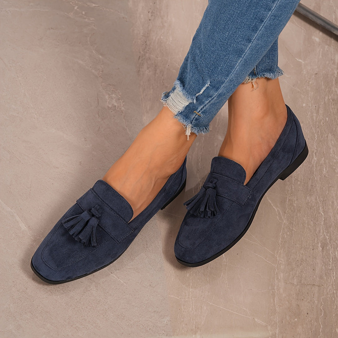Women's Suede Tassel Loafers Slip On Shoes