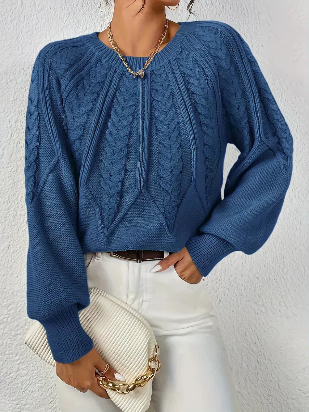 Jillian | Women's Cable Knit Raglan Sleeve Sweater