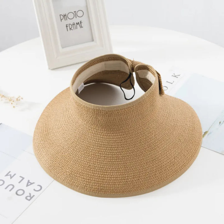Women's Paper Straw Sun Visor Wide Brim Foldable Beach Hat