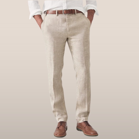 Men’s Slim Fit Linen Trousers Casual Business Pants