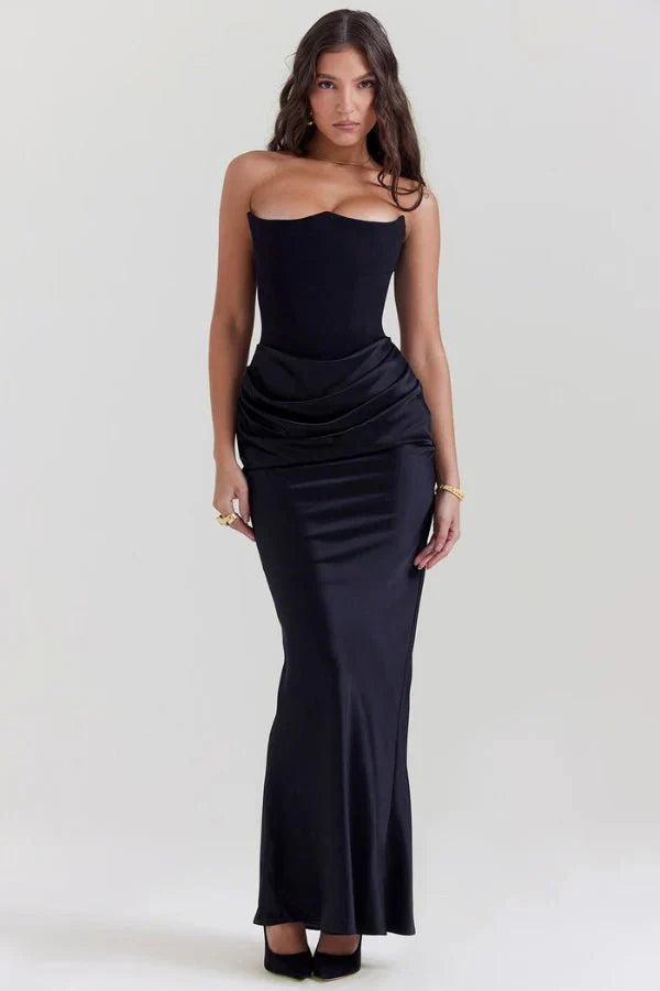 Sloane | Satin Corset Floor-Length Gown