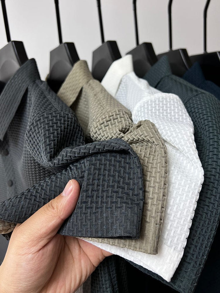 Polo Shirt Men's Premium Knit Wool Blend Short Sleeve Slim Fit Casual Top