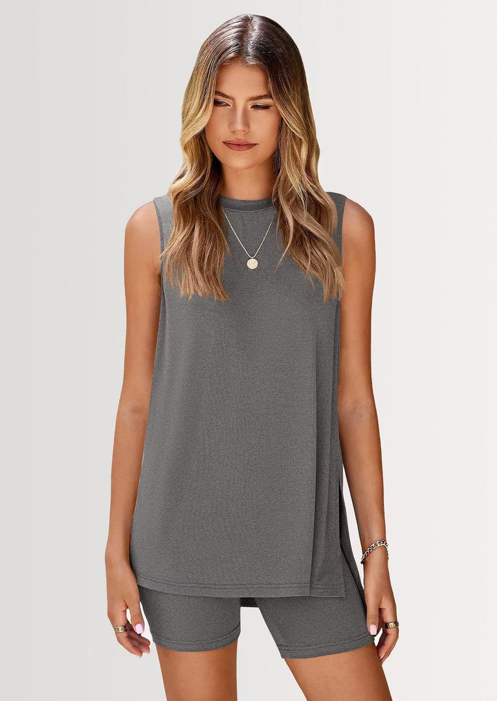 Women's Sleeveless Knit Shorts and Tank Loungewear Set
