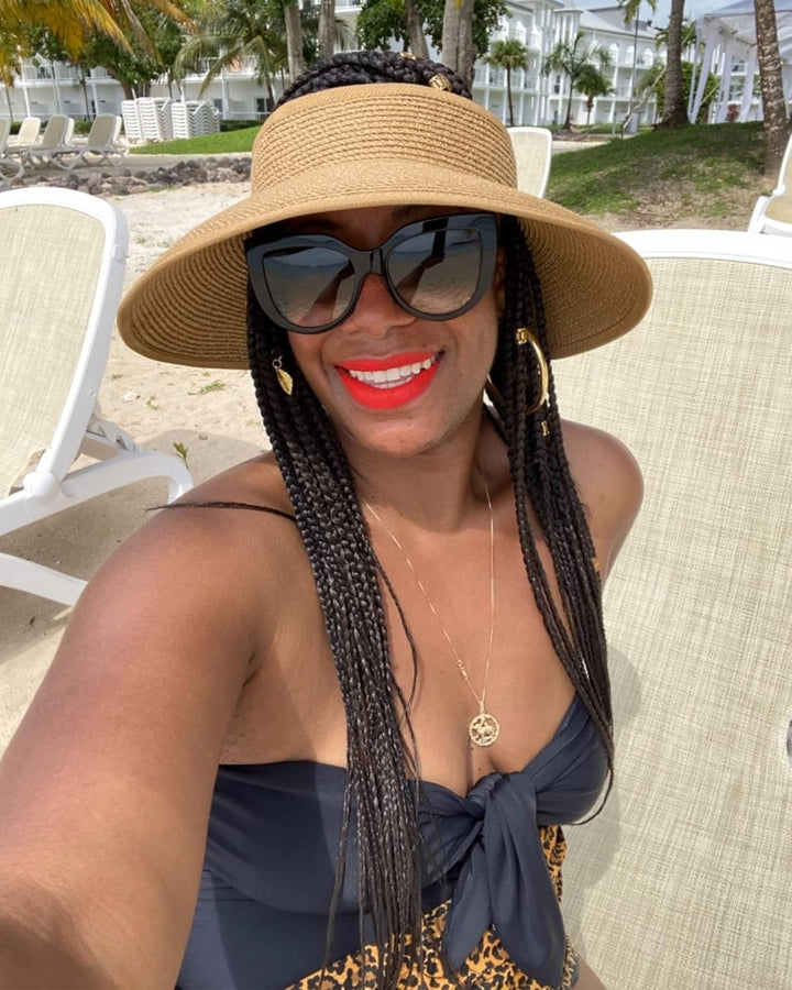 Women's Paper Straw Sun Visor Wide Brim Foldable Beach Hat