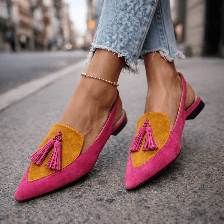 Women's Leather Pointed-Toe Slingback Flats