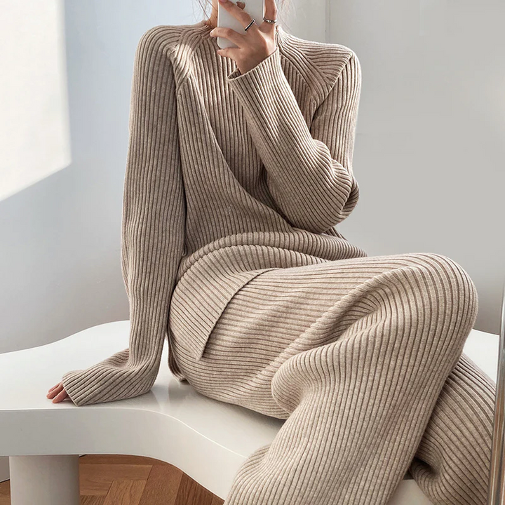 Virginia | Women's Wide Leg Ribbed Knit Two-Piece Set