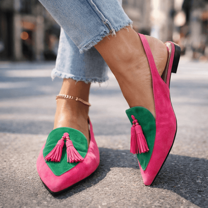 Women's Leather Pointed-Toe Slingback Flats