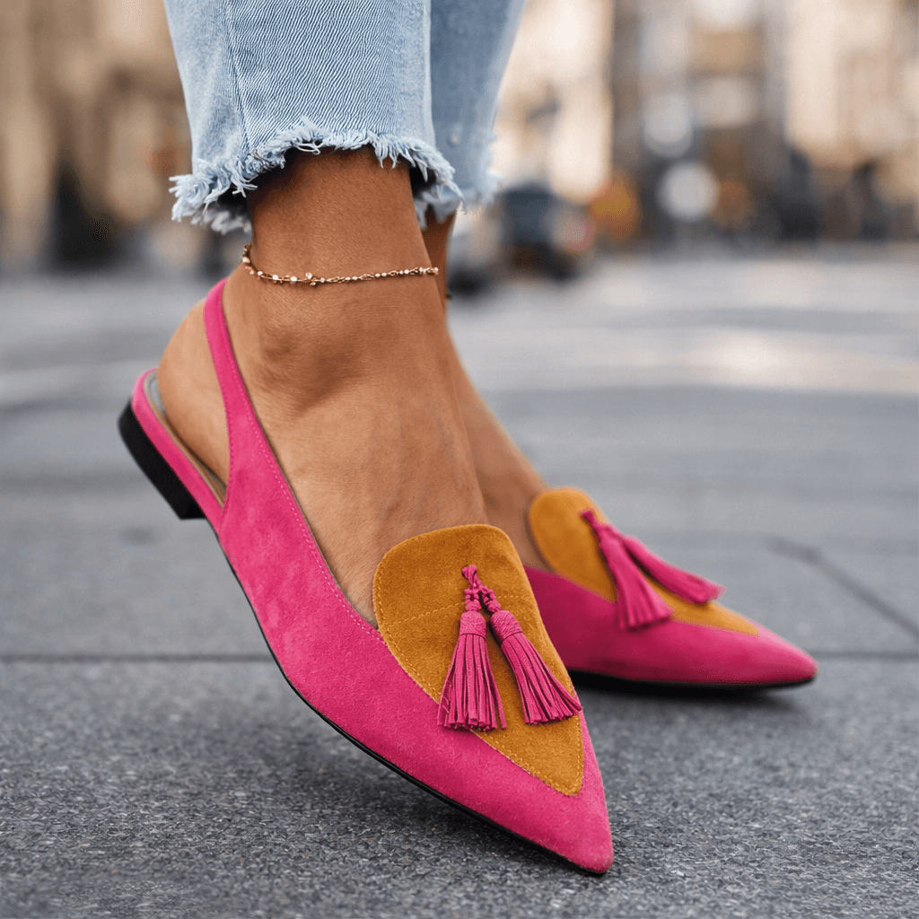 Women's Leather Pointed-Toe Slingback Flats