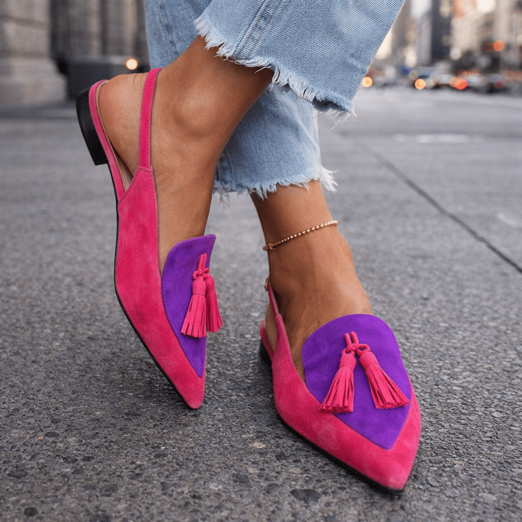 Women's Leather Pointed-Toe Slingback Flats