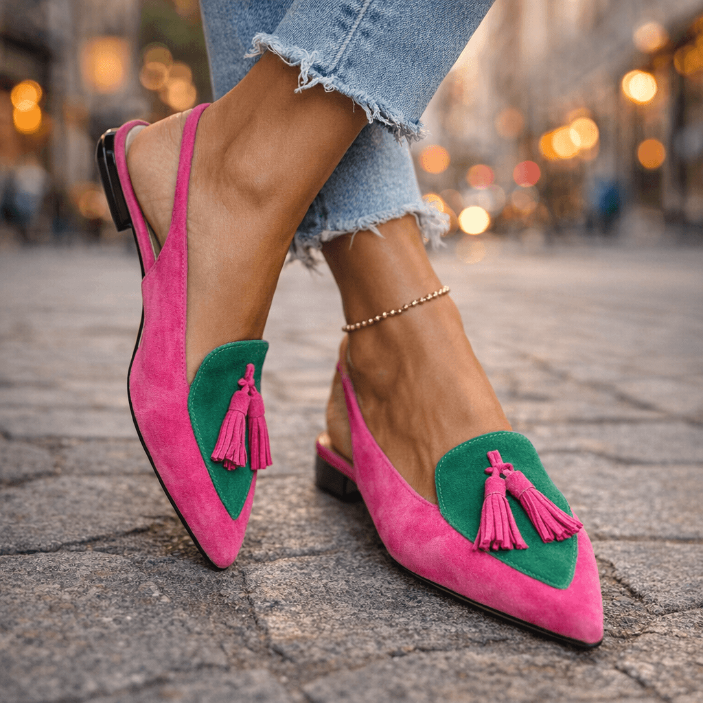 Women's Leather Pointed-Toe Slingback Flats