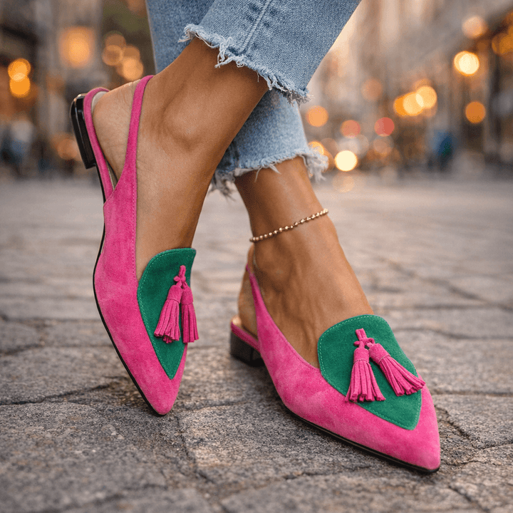 Women's Leather Pointed-Toe Slingback Flats
