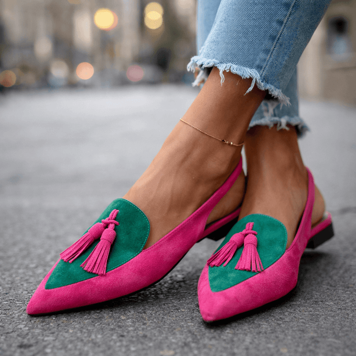 Women's Leather Pointed-Toe Slingback Flats
