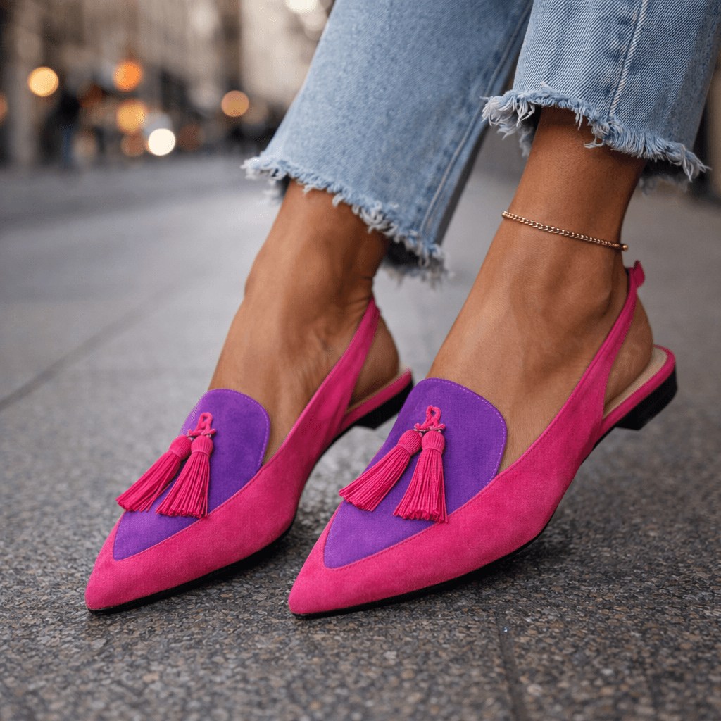 Women's Leather Pointed-Toe Slingback Flats