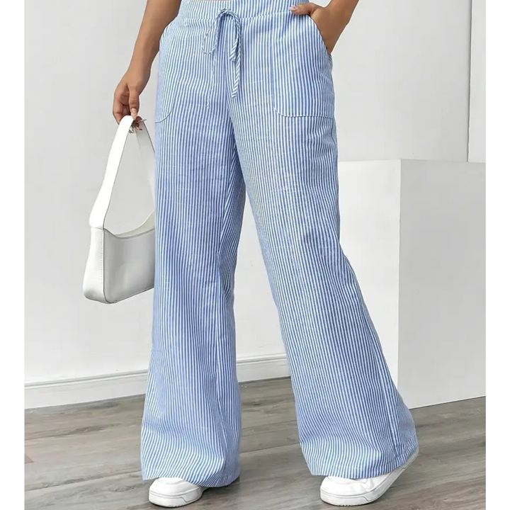 Amber | Women's Striped Wide-Leg Pants with Pockets