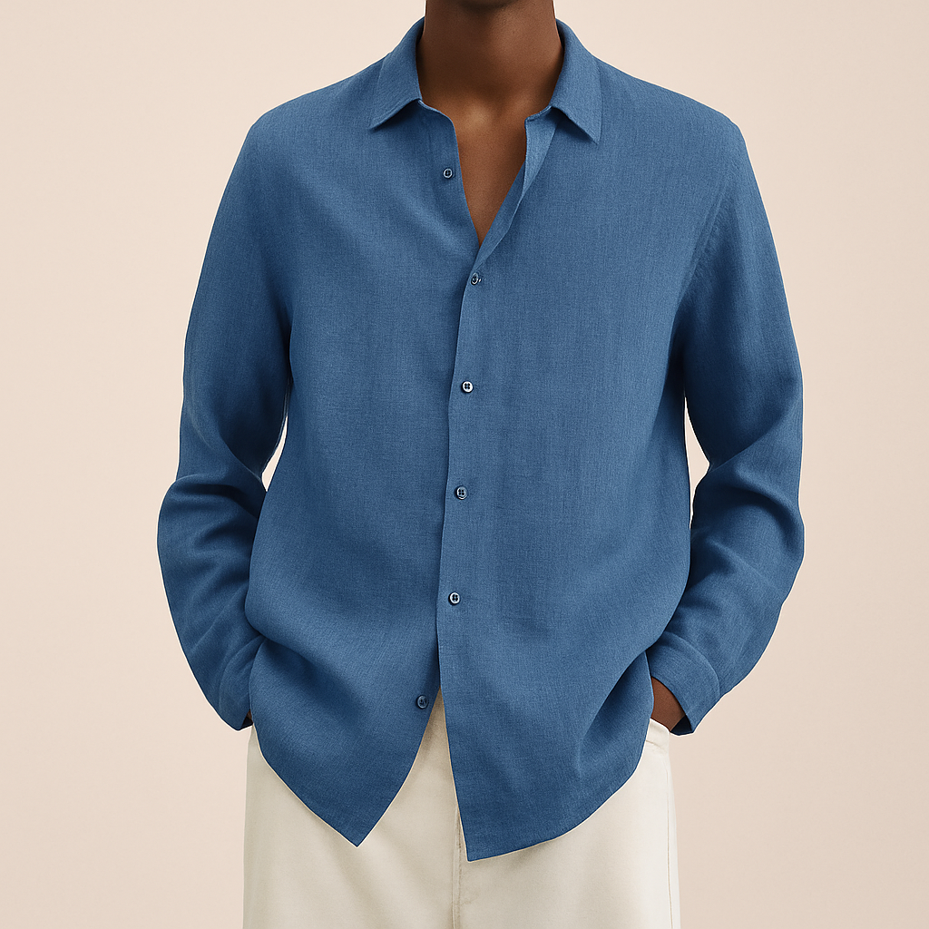 Men's Cotton Long Sleeve Shirt Summer Casual Breathable Top