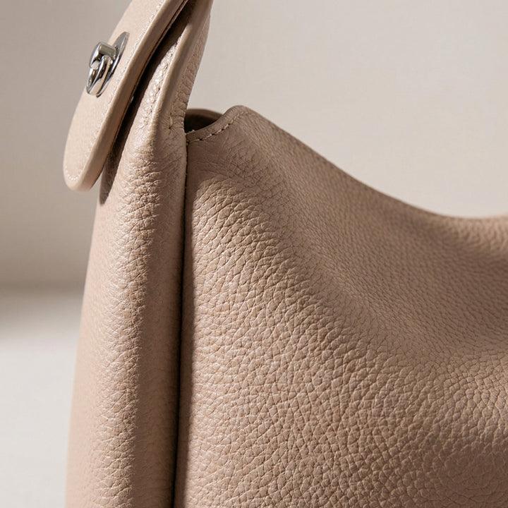 Women's Leather Shoulder Bag – Curved Handle Structured Tote