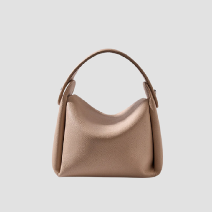 Women's Leather Shoulder Bag – Curved Handle Structured Tote