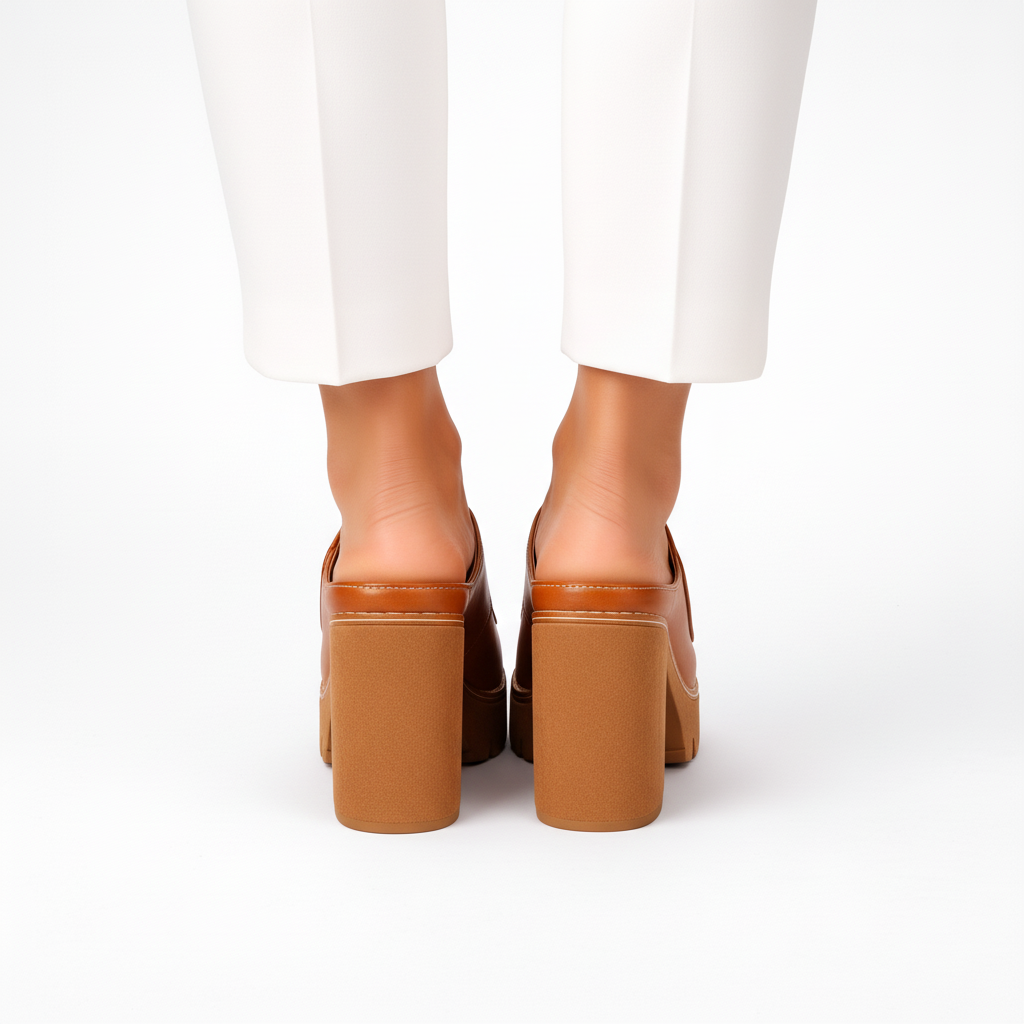 Women's Leather Platform Mule Sandals