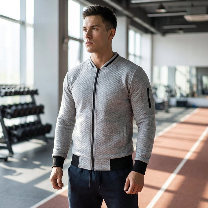 Men's Fleece Bomber Jacket Zip Up Sweatshirt
