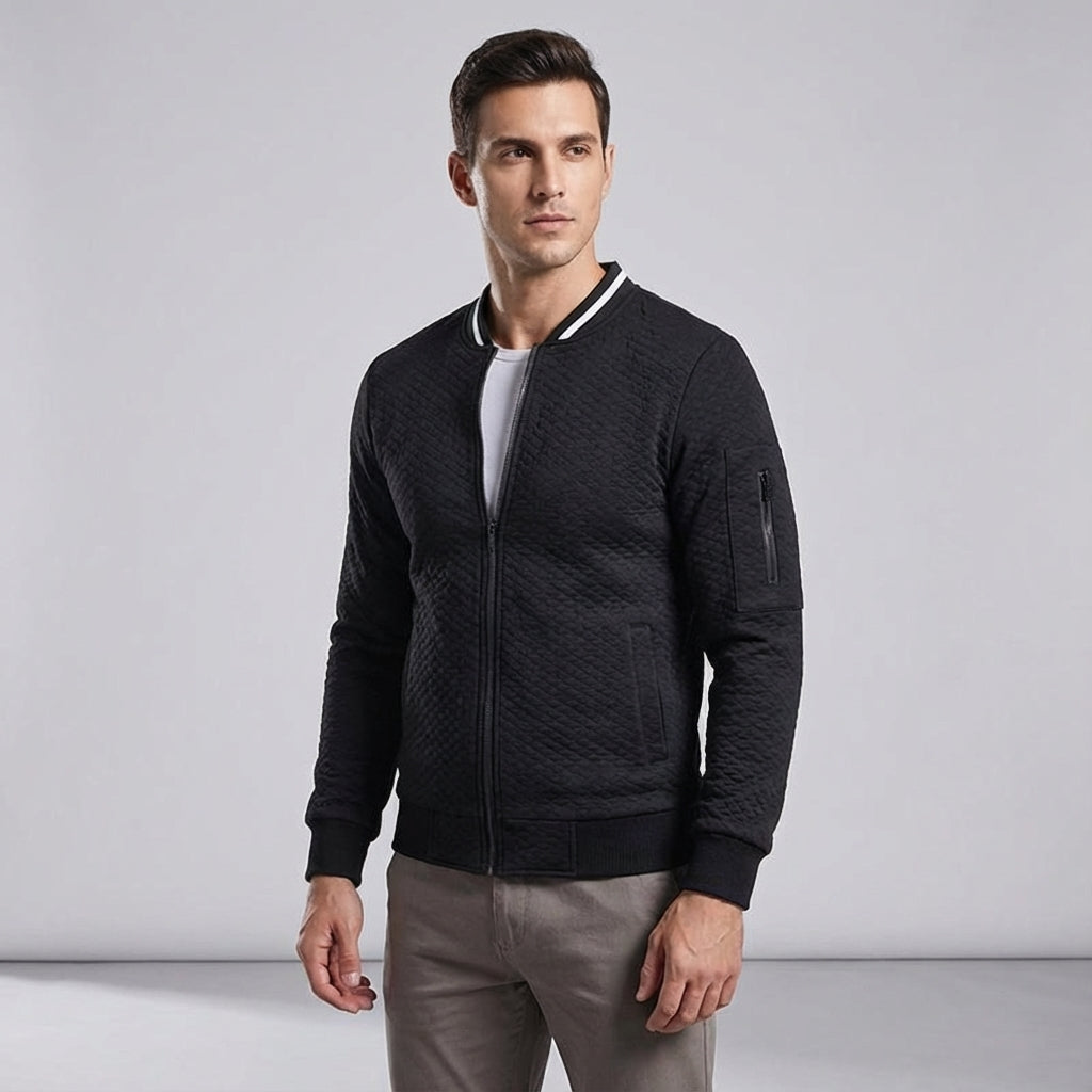 Men's Fleece Bomber Jacket Zip Up Sweatshirt