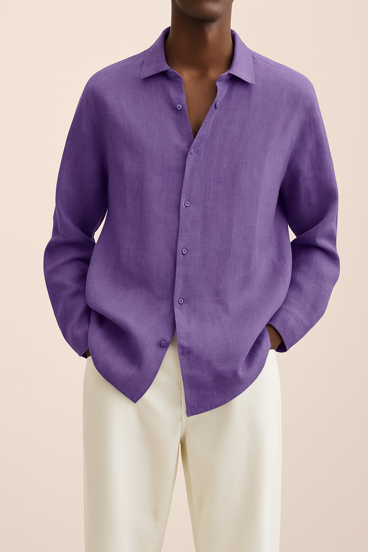 Men's Cotton Long Sleeve Shirt Summer Casual Breathable Top