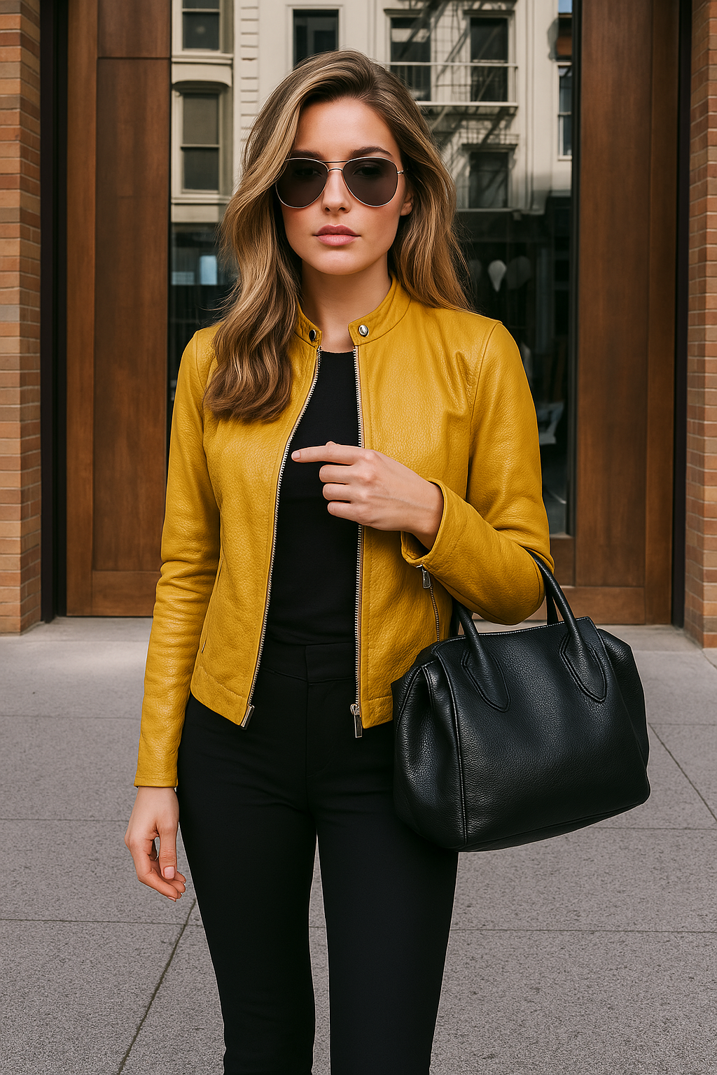 Yara | Slim Fit Moto Leather Jacket