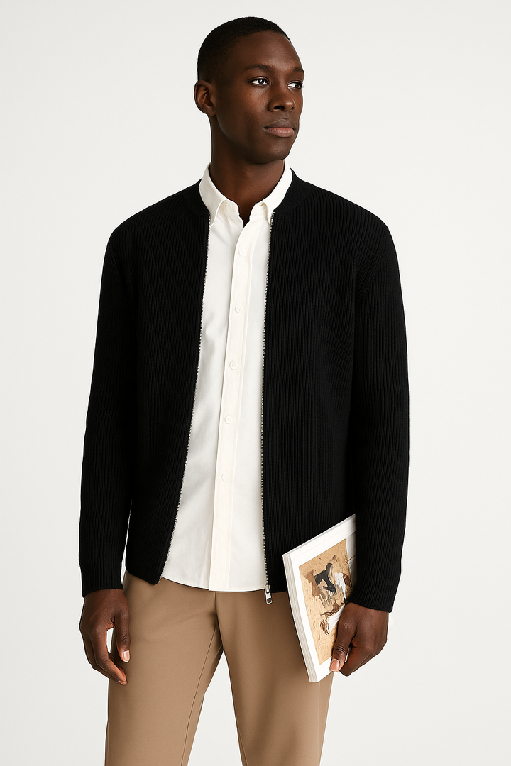 Morgan | Men's Zip Up Ribbed Sweater