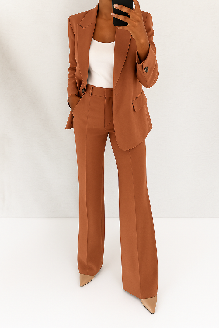 Women's Linen Tailored Two-Piece Suit Set