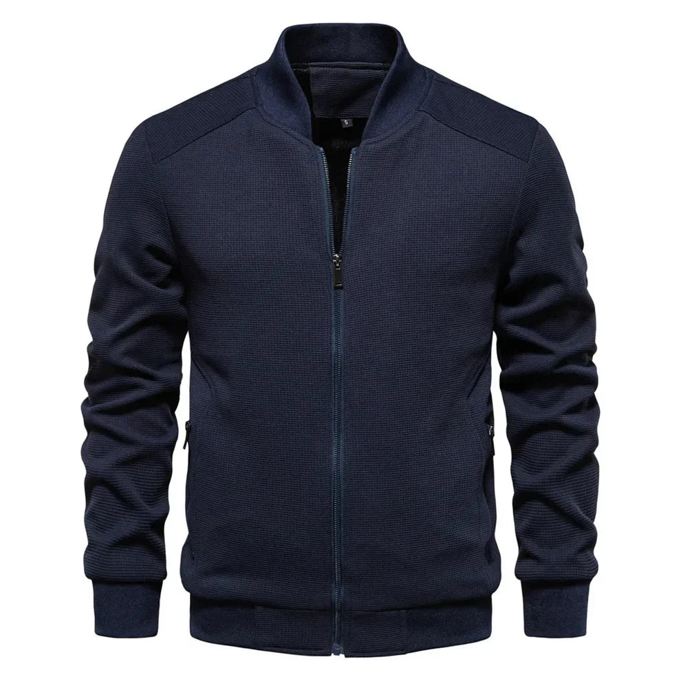 Men's Fleece High-Collar Zip-Up Bomber Jacket