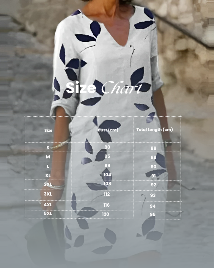 Cotton Shift Dress with Leaf Print for Women Summer Daywear