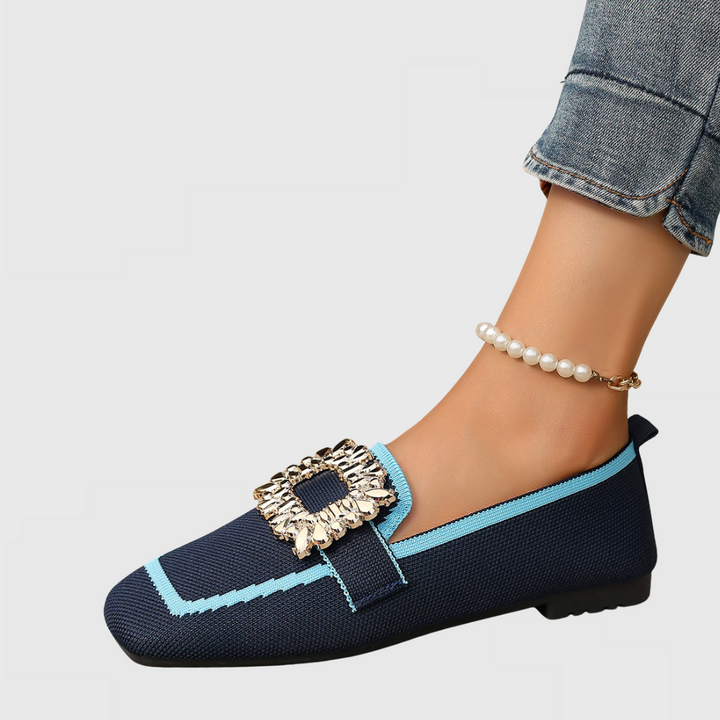 Orthopedic Women Knit Loafers Cushion Buckle Slip-On Shoes